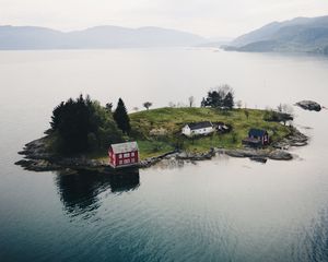 Preview wallpaper island, sea, buildings, water, aerial view