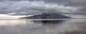 Preview wallpaper island, sea, clouds, water, reflection