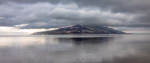 Preview wallpaper island, sea, clouds, water, reflection