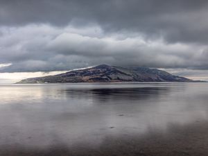 Preview wallpaper island, sea, clouds, water, reflection
