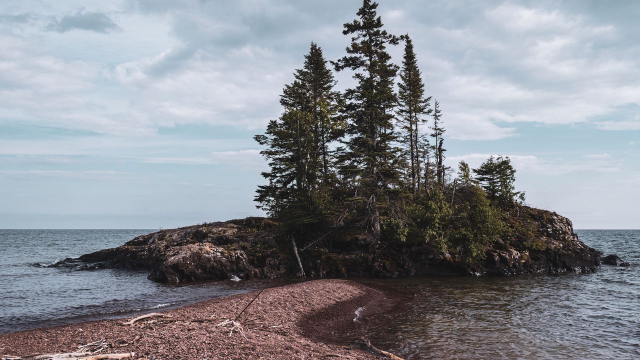 Wallpaper island, sea, coast, trees, nature