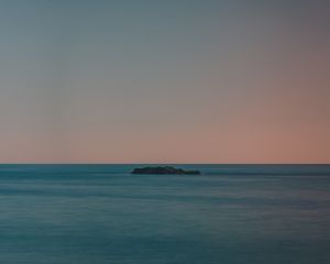 Preview wallpaper island, sea, horizon, sunset