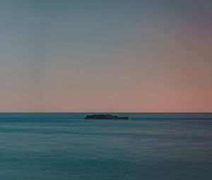 Preview wallpaper island, sea, horizon, sunset