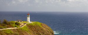 Preview wallpaper island, sea, lighthouse, coast, cliff