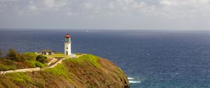 Preview wallpaper island, sea, lighthouse, coast, cliff