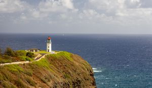 Preview wallpaper island, sea, lighthouse, coast, cliff