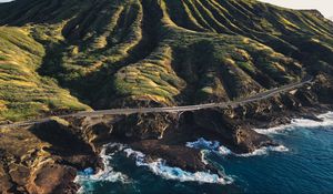 Preview wallpaper island, sea, road, coast, nature