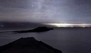 Preview wallpaper island, sea, starry sky, night, dark