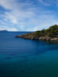 Preview wallpaper island, sea, trees, landscape, nature, horizon