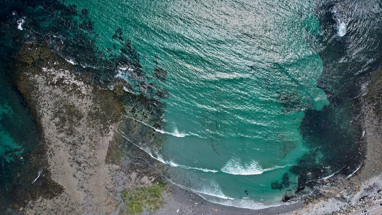 Wallpaper island, sea, waves, water, aerial view