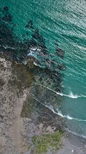 Preview wallpaper island, sea, waves, water, aerial view