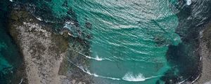 Preview wallpaper island, sea, waves, water, aerial view