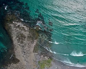 Preview wallpaper island, sea, waves, water, aerial view