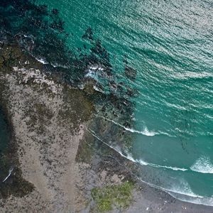 Preview wallpaper island, sea, waves, water, aerial view