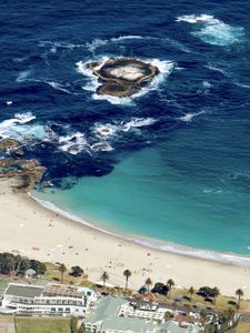 Preview wallpaper island, sea, waves, foam, shore, aerial view