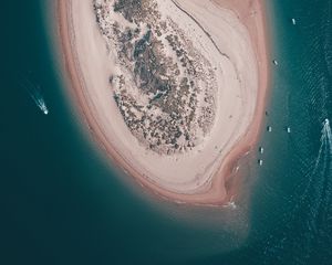 Preview wallpaper island, top view, ocean, boats