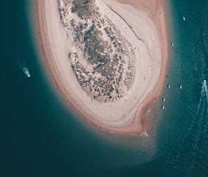Preview wallpaper island, top view, ocean, boats