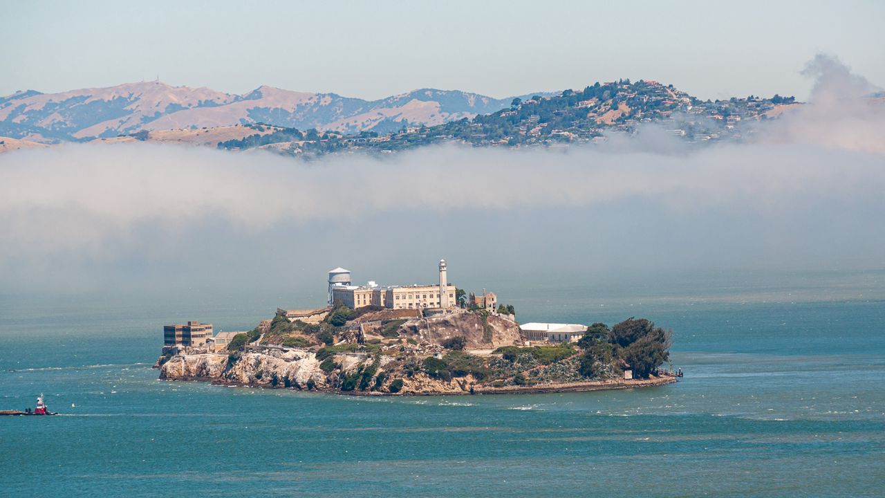 Wallpaper island, towers, sea, alcatraz, usa