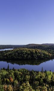 Preview wallpaper island, trees, forest, lake, reflection