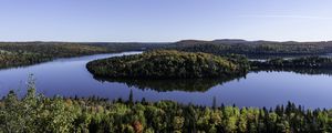 Preview wallpaper island, trees, forest, lake, reflection