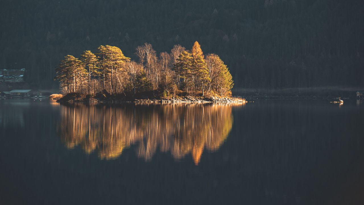 Wallpaper island, trees, lake, water, nature