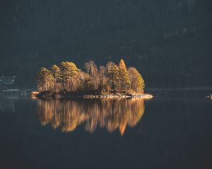 Preview wallpaper island, trees, lake, water, nature