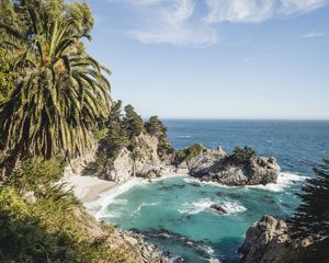 Preview wallpaper island, trees, sea, rocks, tropics