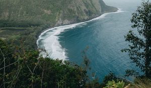 Preview wallpaper island, trees, sea, waves, water, nature