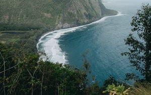 Preview wallpaper island, trees, sea, waves, water, nature