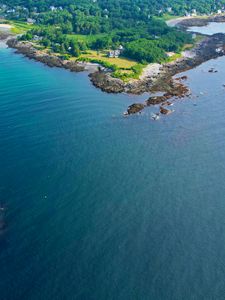 Preview wallpaper island, trees, sea, nature, aerial view