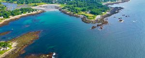 Preview wallpaper island, trees, sea, nature, aerial view