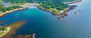 Preview wallpaper island, trees, sea, nature, aerial view