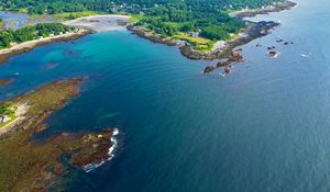 Preview wallpaper island, trees, sea, nature, aerial view