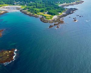 Preview wallpaper island, trees, sea, nature, aerial view