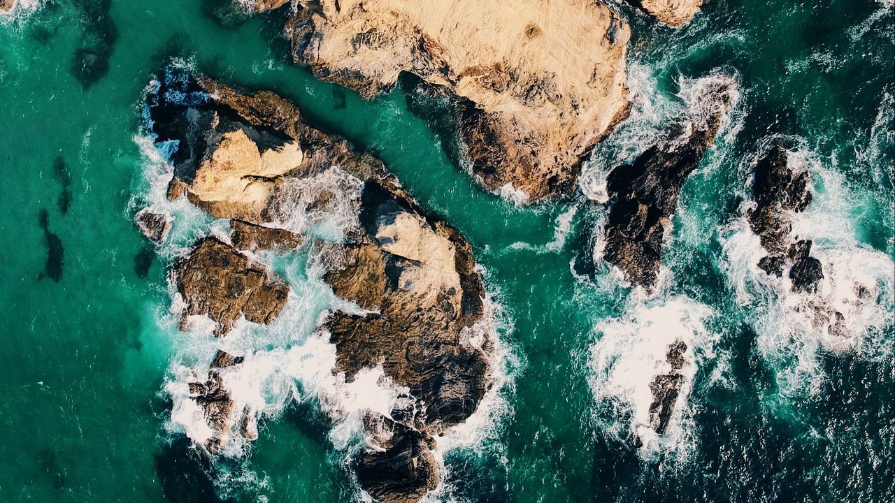 Wallpaper island, view from above, ocean, shore