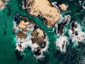 Preview wallpaper island, view from above, ocean, shore