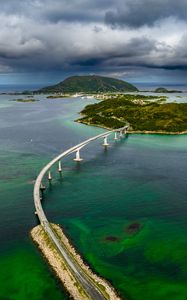 Preview wallpaper islands, bridge, sea, clouds