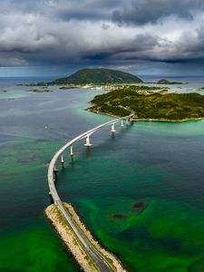 Preview wallpaper islands, bridge, sea, clouds