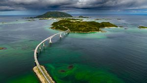 Preview wallpaper islands, bridge, sea, clouds