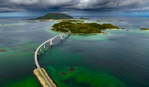 Preview wallpaper islands, bridge, sea, clouds