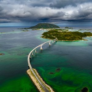 Preview wallpaper islands, bridge, sea, clouds