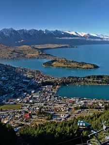 Preview wallpaper islands, buildings, mountains, aerial view