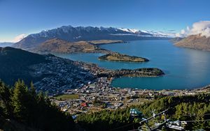 Preview wallpaper islands, buildings, mountains, aerial view