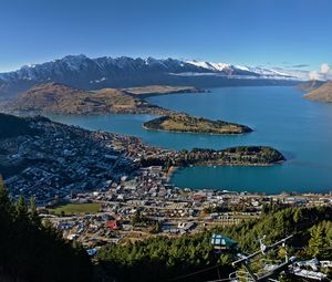 Preview wallpaper islands, buildings, mountains, aerial view