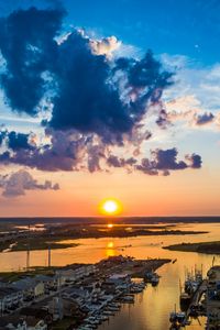 Preview wallpaper islands, buildings, river, dawn, bay