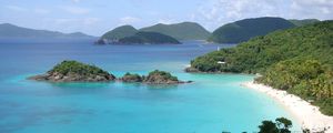Preview wallpaper islands, coast, beach, blue water, tropics