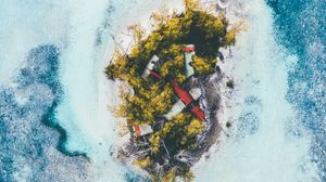 Preview wallpaper islands, plane, ocean, aerial view