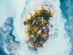 Preview wallpaper islands, plane, ocean, aerial view
