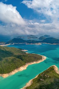 Preview wallpaper islands, sea, clouds, landscape, aerial view