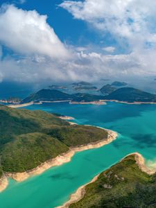 Preview wallpaper islands, sea, clouds, landscape, aerial view